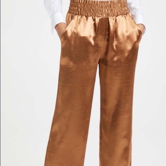 CINQ A SEPT Kylie Satin High-Rise Pants: Cinnamon - Picture 3 of 16